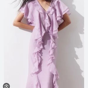 H&M lavender purple flounce ruffle maxi dress